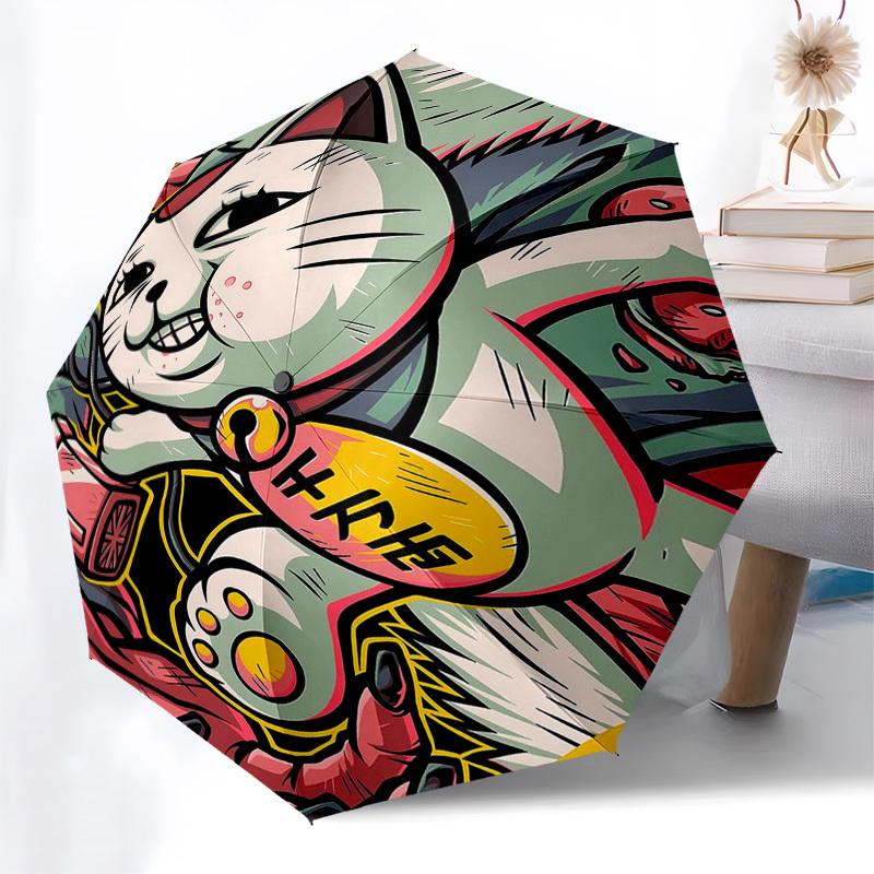 1pc Automatic Opening Closing Umbrella with 3-Fold Design, 8-Bone Iron Frame Outdoor for Fans, Travelers, Daily Use, Festive Gift.C082