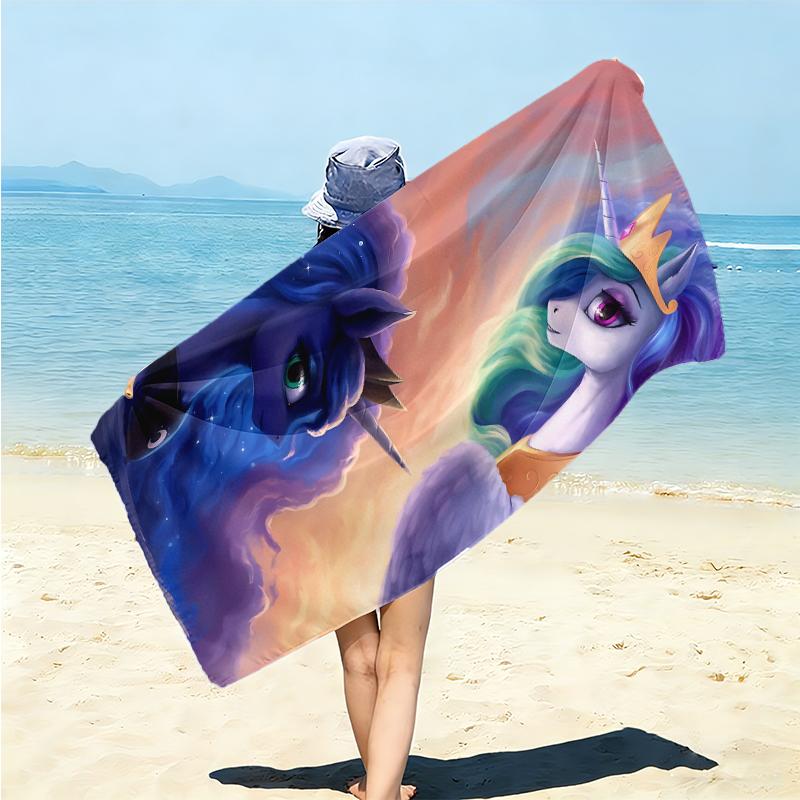 1Pc Rainbow Unicorn Fantasy Beach Towel Microfiber Beach Towel Thin Absorbent For Beach Swimming Yoga Bath Sports 0917117