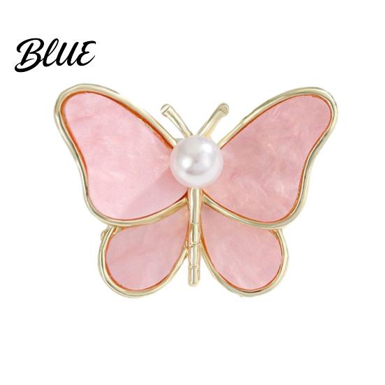 Enamel Butterfly Pin Women Brooch Sparkling Rhinestones Faux Pearl Butterflies