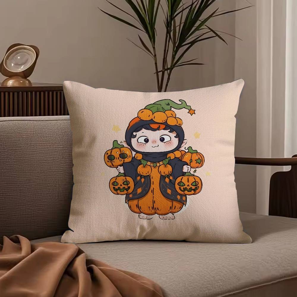 Cute Q Halloween Ouniu Pillow Case Anti-dustmite Pillowcase Invisible zipper silky short plush Sofa cushion cover