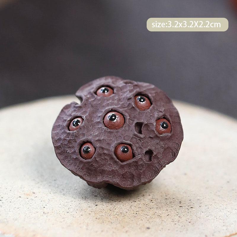 Yixing Handmade Sculpture Purple Clay Tea Pet Lotus Seed Model Figurine Ornaments Desktop Art Tea Ceremony Decors Accessories