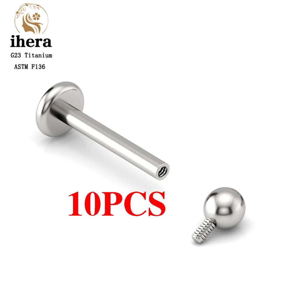 10PCS G23 Titanium Eyebrow Piercing Jewelry Nose Septum Piercing Ring C Rod 16G ASTM F136 Women Labret Lip Stud