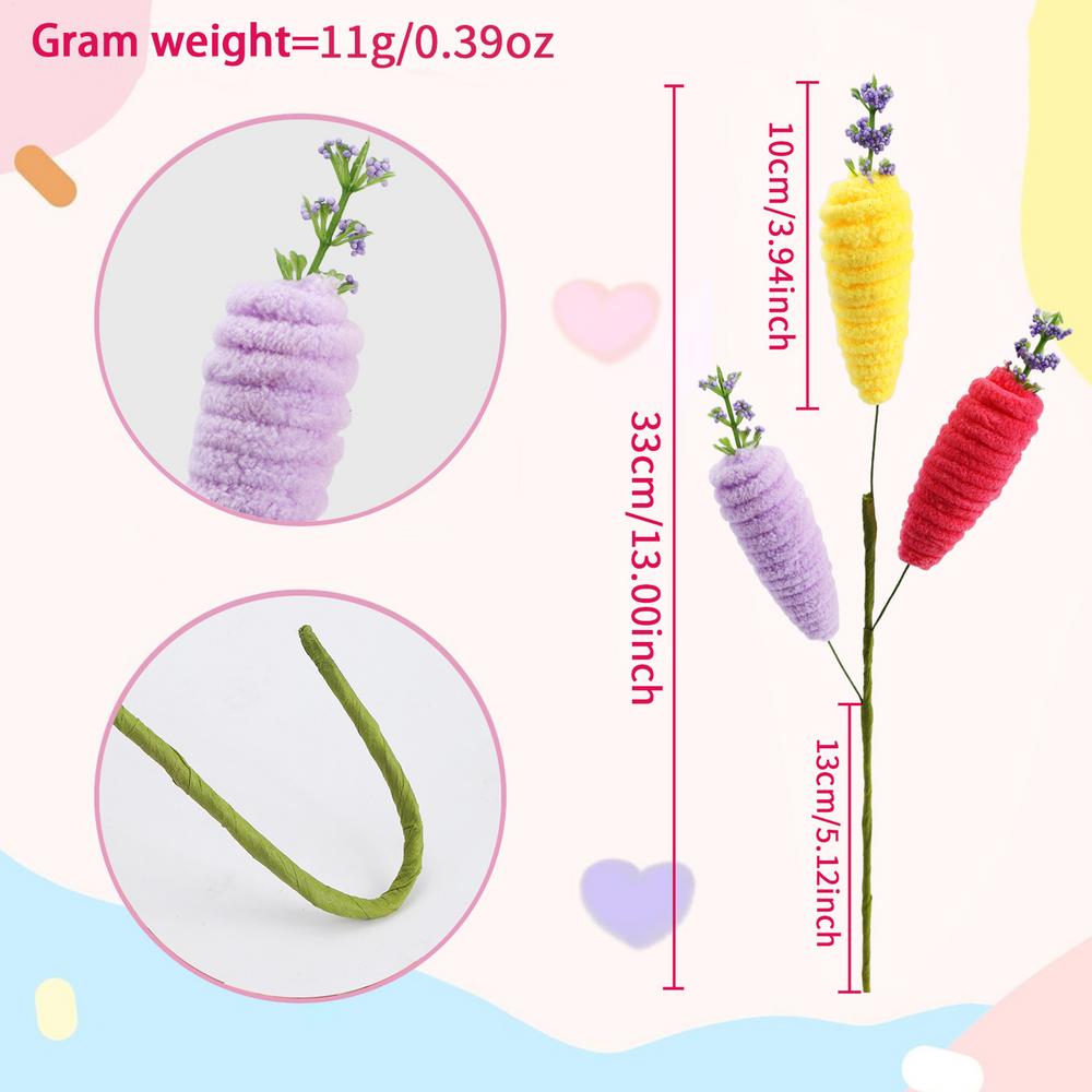

6pcs Simulated Carrot Branches Easter Foam Flower Picks Crafts Colorful Carrot Tree Decorations Flower Garland Party Decor