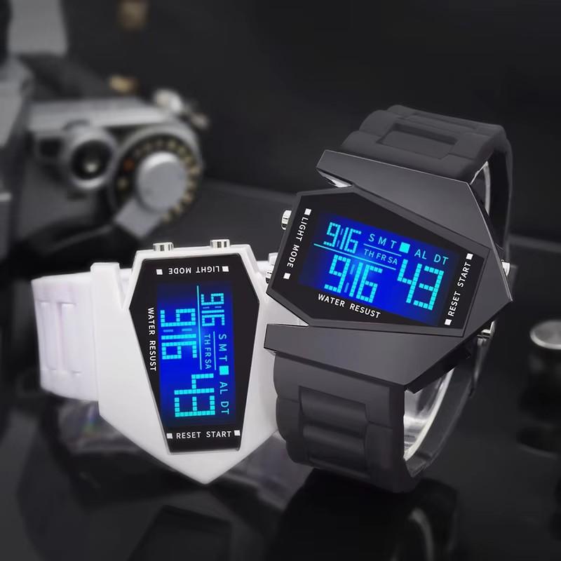 Herren Damen Digitaluhr Sport Wecker Multifunktionale Kampfjet Flugzeug Uhr Paar Armbanduhr Kinder Schüler Uhren