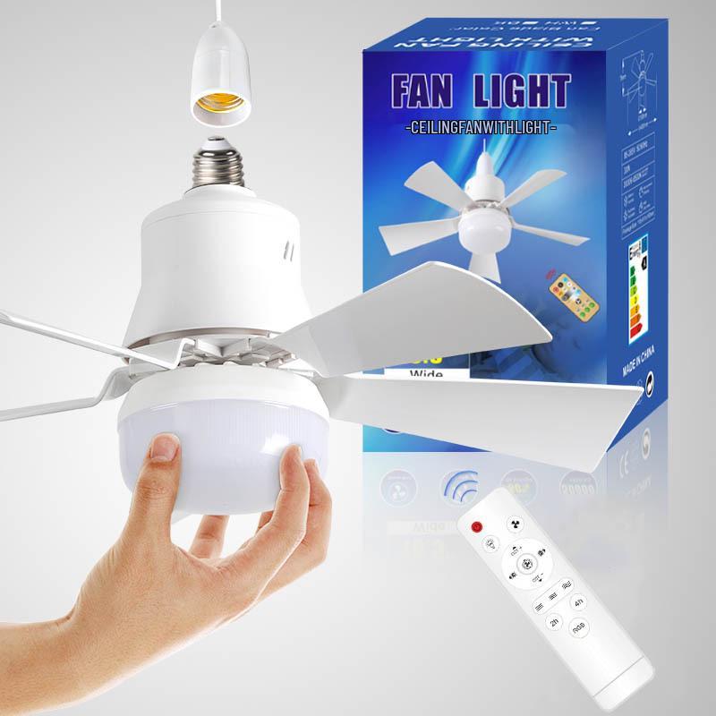 2024 Small Ceiling Fan Light with Removable Blades, E27 Base - Ideal for Bedrooms and Living Rooms