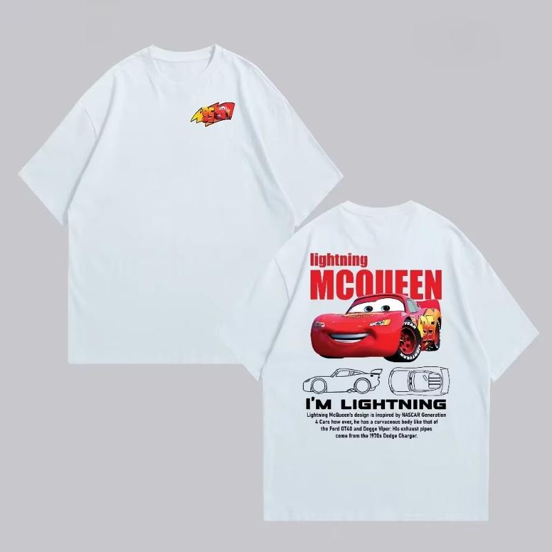 Summer New Lightning Mcqueen and Sally Printed Couple Tshirt Sally and Mcqueen Casual Unisexs Womens Tshirt Casual Tops
