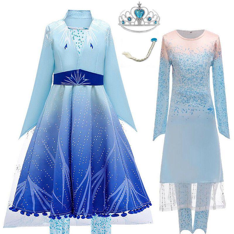 Die Eiskönigin Elsa Anna Kinder Cosplay Kostüm Elegantes Prinzessinnenkleid für Mädchen