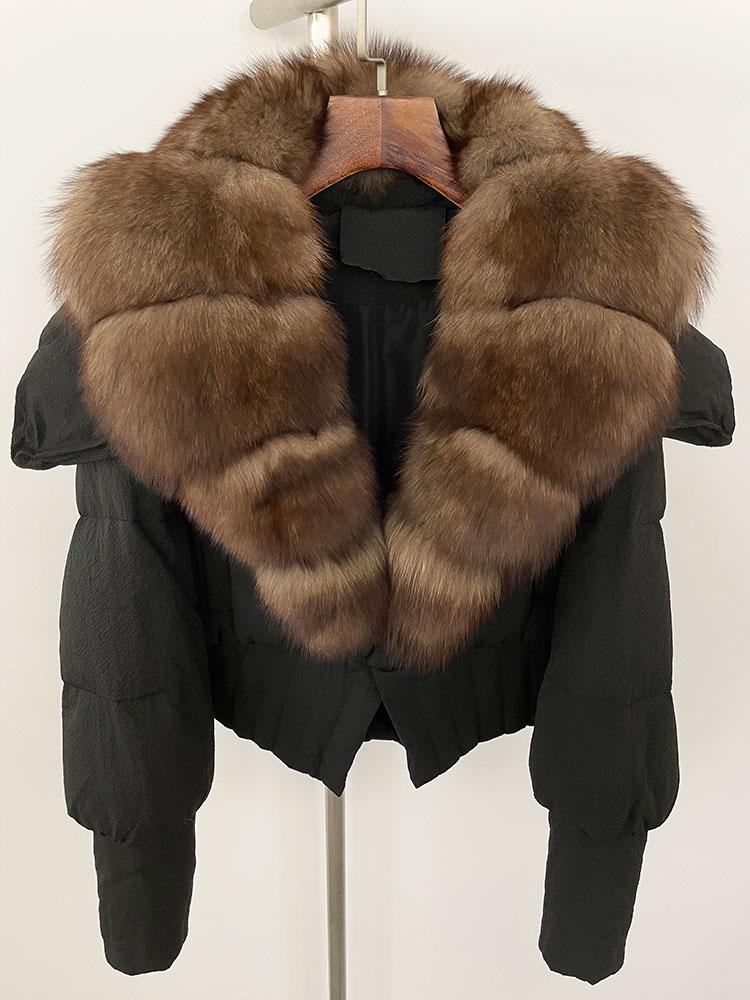 OFTBUY Down Jacket Women 2024 New Winter Natural Real Raccoon Fox Fur Collar Short White Duck Down Coat Thick Warm Casual Outerwear