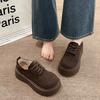 Thick-soled small leather shoes women's autumn new retro women's shoes round head lace-up deep mouth single shoes