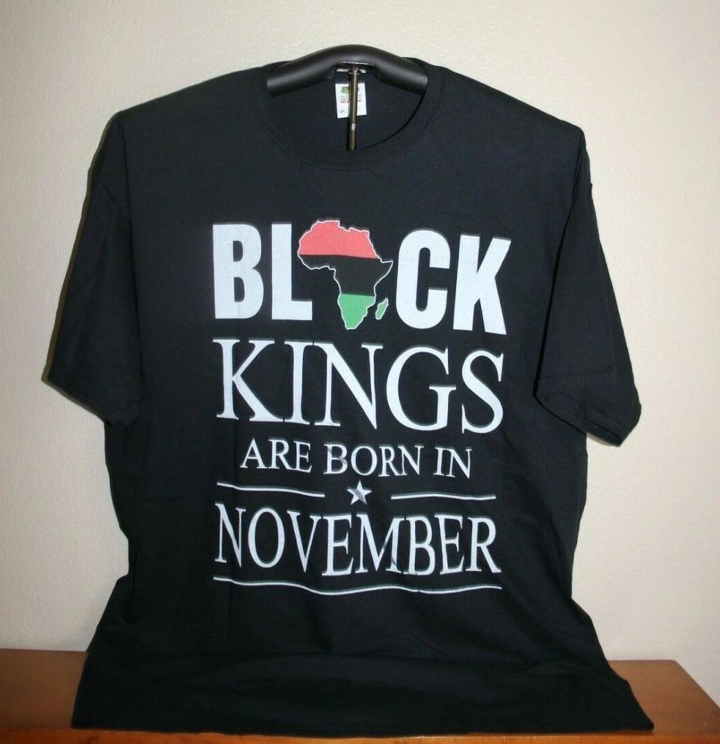 BLACK KINGS ARE BORN IN NOVEMBER 100% Cotton T-shirt Mens Tees Top, 2XL, Black 4XL