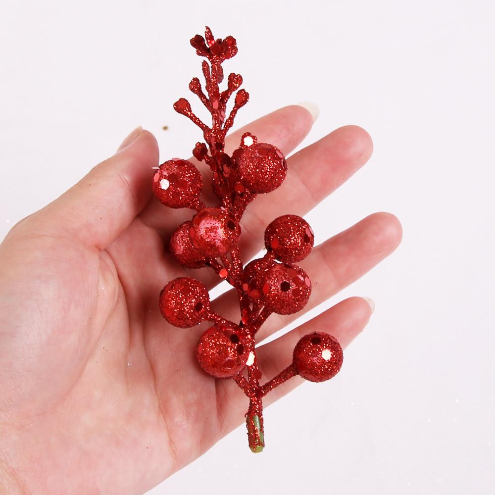 Christmas Decor Festive 12 Piece Gold Red Silver Glitter Foam Fruit Garland For Cheer Holiday