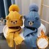 Chapeau Tricoté Ours Bonnet d'Hiver Ensemble Écharpe Chapeau Tricoté Chaud Protecteur Ensemble Chapeau & Écharpe d'Hiver pour Enfants Bonnets Tricotés Chapeaux d'Hiver