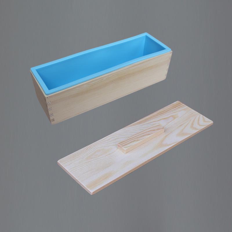 Rectangular Silicone Soap Mold & Wood Box for DIY Cold Process Soap Making (1200g Capacity)
