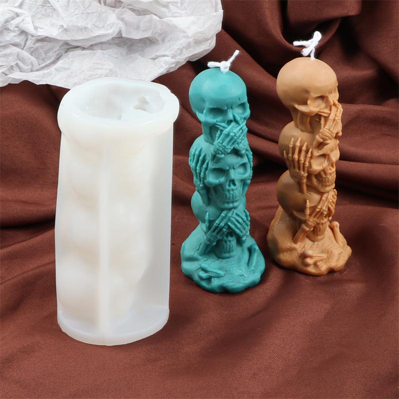 

3D ужасная свеча в виде головы скелета, силиконовая форма, 3D череп, смоляные формы для мыла в форме черепа, ароматерапия