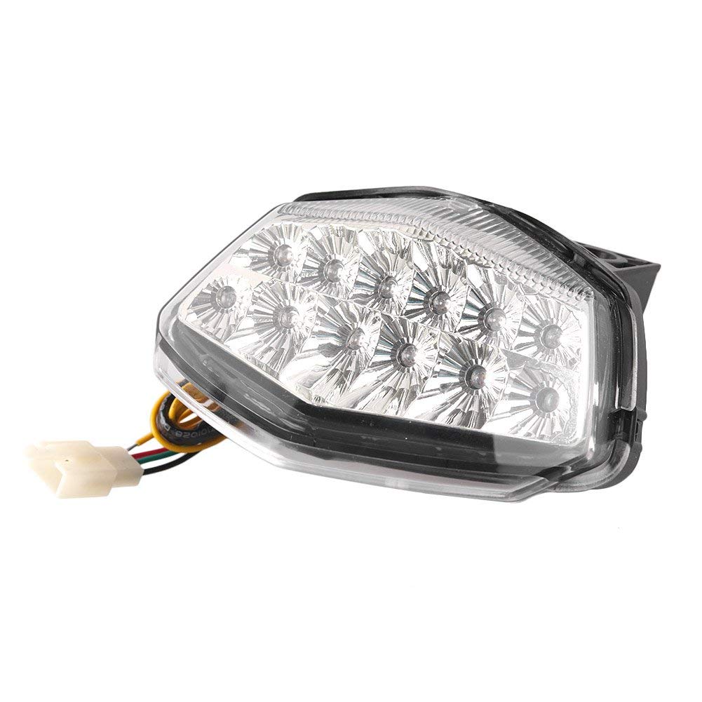 Karun Motorcycle LED Tail Light with Built-in Turn Signal, Clear Lens, Compatible with Kawasaki for Ninja250R 08-12 Years