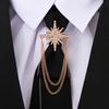 New Korean Fashion Crown Brooches for Women and Men Star Rhinestone Tassel Chain Lapel Pins Exquisite Jewelry Accessories