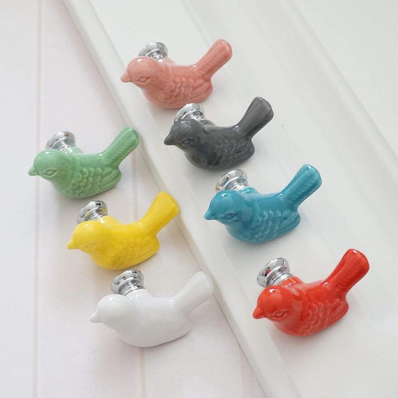 1 Pièce Poignées en Céramique Forme d'Oiseau Mignon pour Meubles Couleurs Variées Boutons de Meuble Décoration de Maison Poignée pour Chambre d'Enfant Boutons pour Enfants