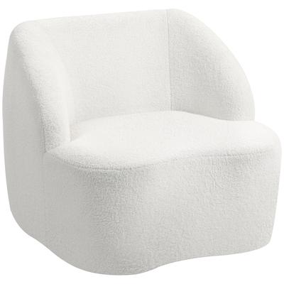 Moderner Sessel mit Fleece-Polsterung, Gemütlicher Polstersessel für Wohnzimmer, Schlafzimmer, Heimbüro, Cremeweiß