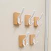 Natural Walnuts Wood Bathroom Hook with Adhesive Backing Easy Install No Holes Space Saving for Decors and Organization