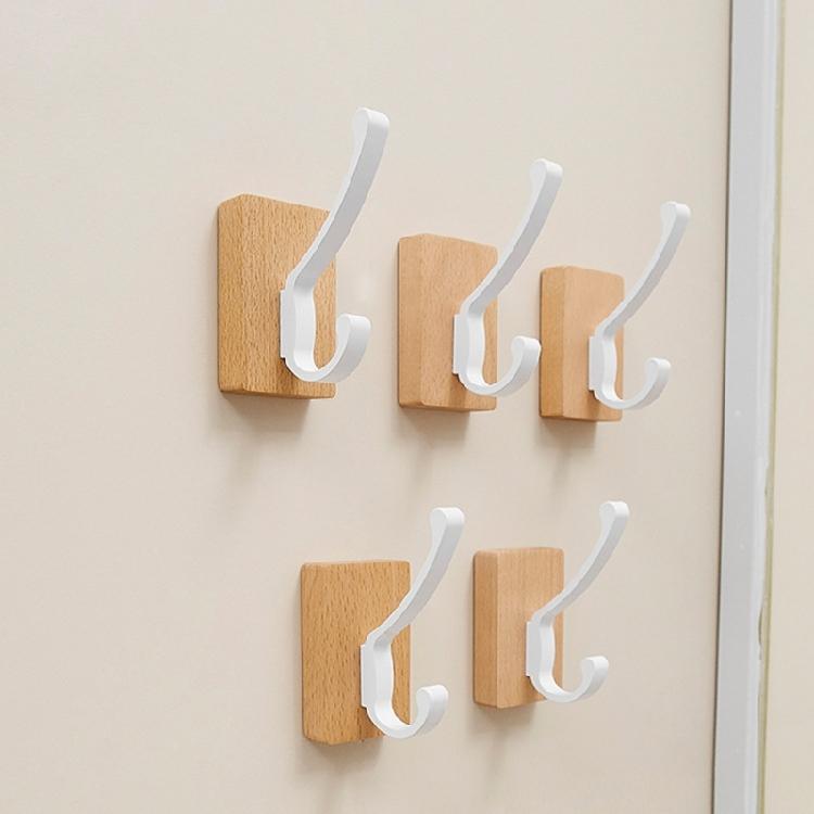 Natural Walnuts Wood Bathroom Hook with Adhesive Backing Easy Install No Holes Space Saving for Decors and Organization