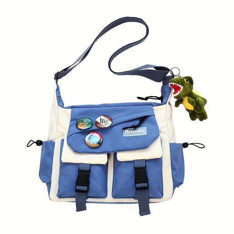 WTEMPO Casual Crossbody Tas, Schoudertas van Nylon met Grote Capaciteit en Verstelbare Riem voor Buiten, Trendy Streetwear Stijl Messenger Bag blauw