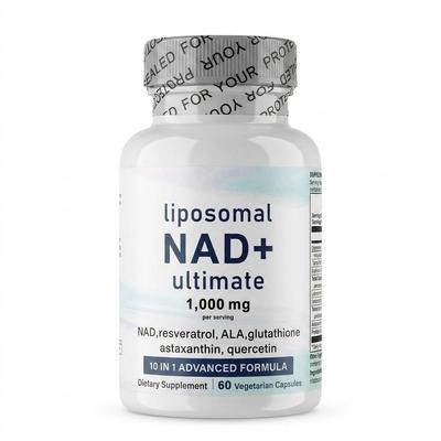 Liposomal NAD+ 1000mg Supplement with Resveratrol, Glutathione & Astaxanthin - 10-in-1 NMN Pathway Formula for Men & Women (60 Capsules)