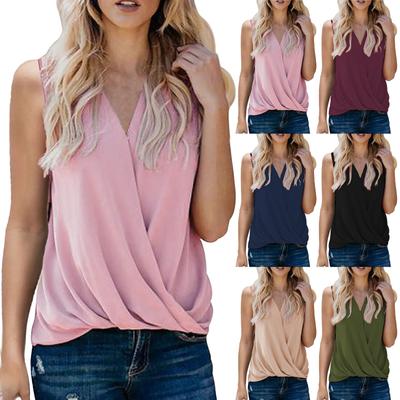 2022 Tank Top Damen Sommer Einfarbig V-Ausschnitt Unten Damen Kleines Tank Top