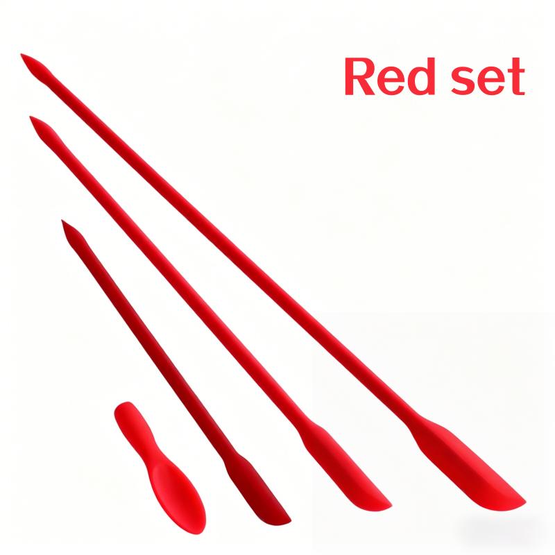 Mini Long Silicone Scraper Spoon Set Heat Resistant Butter Sauce Spatula Bottle Cosmetic Jar Cooking Container Wall Scraper