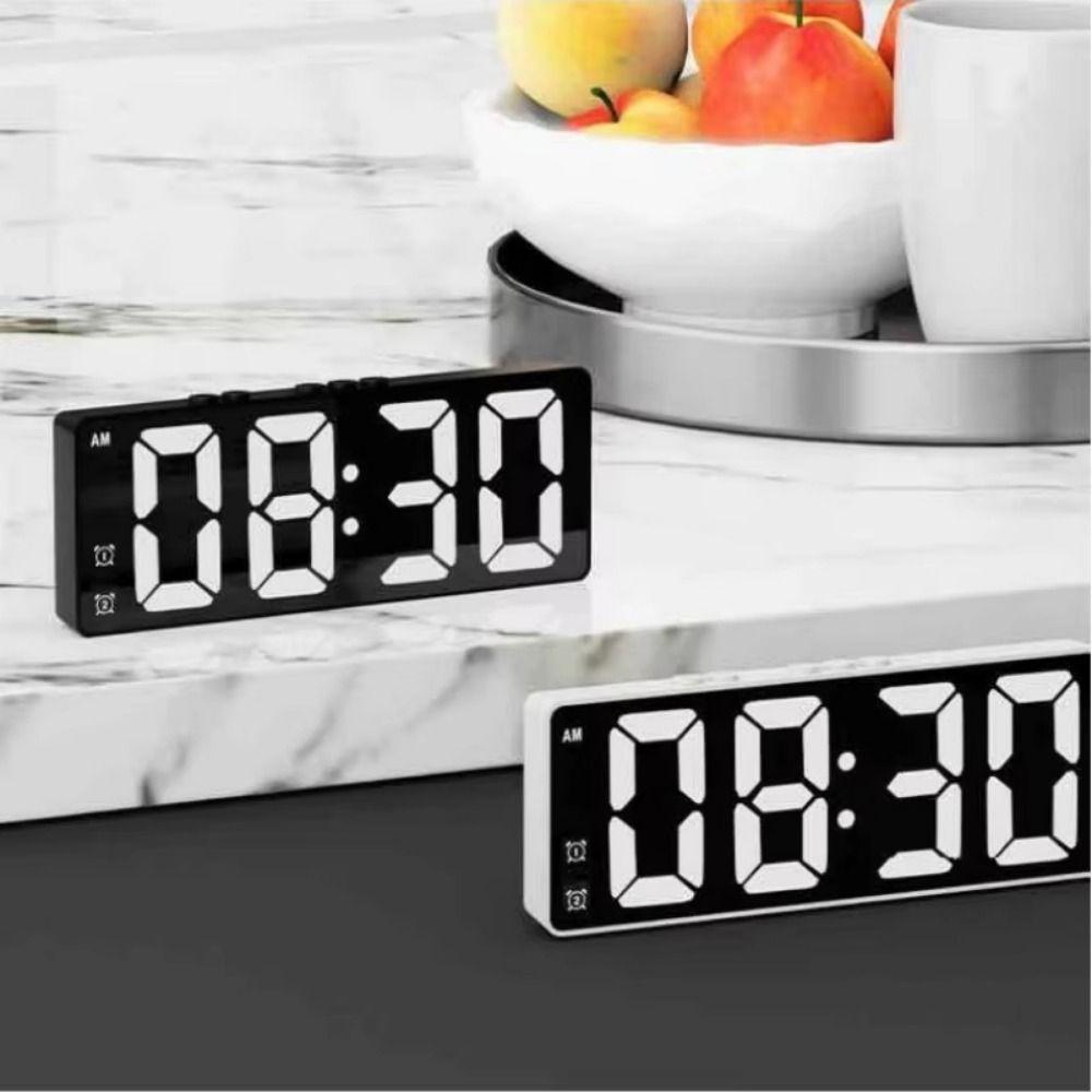 Mirror Display LED Mirror Clock Sound Control Large Number LED Digital Alarm Clock USB/Battery Powered Mute Function