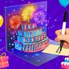 כרטיס יום הולדת תלת מימדי מתעופף מוזיקה קלה יום הולדת שמח כרטיס ברכה זוהר עם עיצוב עוגה כרטיס יום הולדת אינטראקטיבי