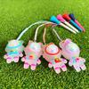 1Pc Golf Silicone Tees With Flashing Light Rabbit Cartoon Cute Prevent Loss Golf Ball Holder With Braided Rope Golf Accessory