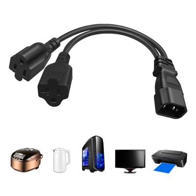 IEC320 C14 To 5-15R+5-20R Power Adapter Cable Male To Female Connectors Cord Conversion Wire Line Black