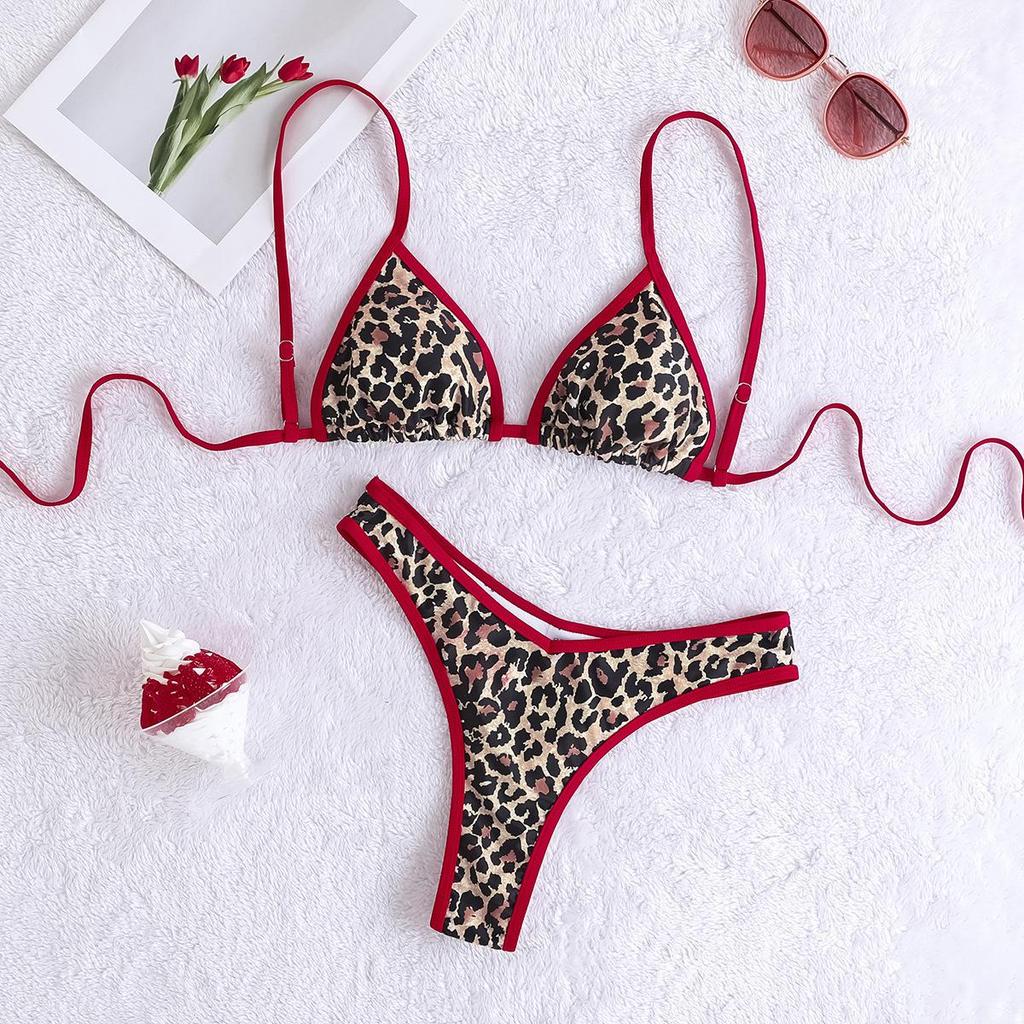 Costume da bagno bikini a triangolo sexy con perizoma, spaccato, costume da bagno da donna