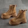 Retro Leather Martin Boots Autumn and Winter New Thick-soled Heightening Short Boots