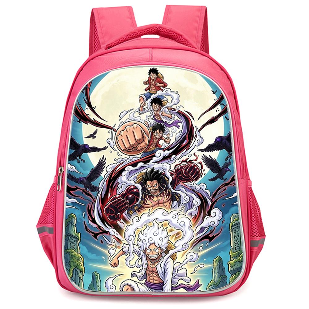 One Piece Mochila 16-Inch Cartoon Pink Lightweight Durable Children's School Backpack Ideal Gifts For Boys And Girls Ages 6-10