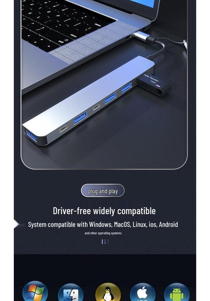 Dual-Head USB 3.0 7-in-1 Docking Station and Type-C Hub for Laptops