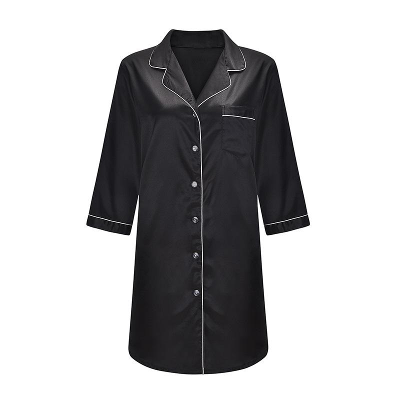 Spring/Summer 7-Sleeve Ice Silk Pajamas Shirt & Nightdress - Douyin Influencer Edition