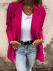 2024 Women's European & American Solid Color Lapel Pocket Cardigan Mid-length Coat for Autumn & Winter