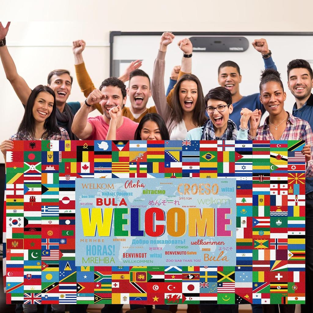 World Flag Banner International World Flags Banner Country Flags Banner Backdrop Decoration with Brass Grommets Party Supplies Sports Events Bar