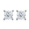 NeeTim 1ct 2ct Princess Cut Moissanite Earrings S925 Sterling Silver Plated with White Gold Plated Ear Studs for Women Jewelry