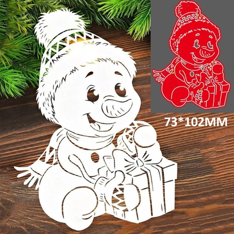 

PDTO Christmas Snowman Gift Cutting Dies Stencils Scrapbooking Embossing Album Card