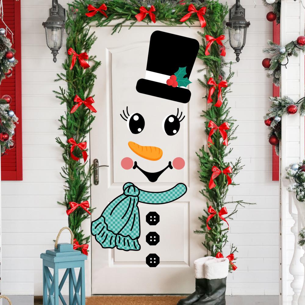 Jul Snögubbe Klistermärken Kylskåp Fönster Dekorativa Dekaler Julhelg Dekoration Roligt Uttryck Kylskåpsklistermärken