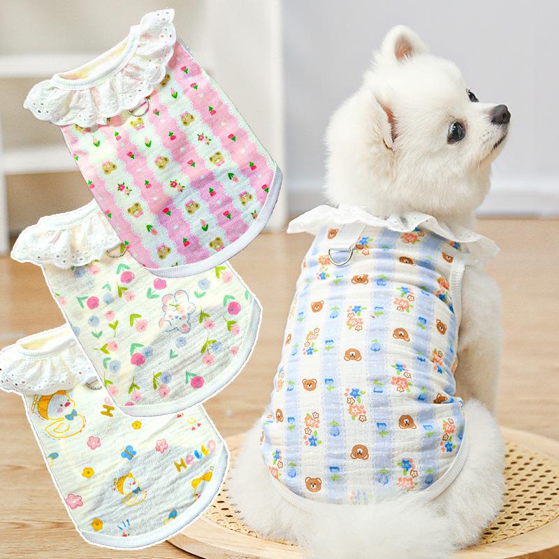 Cat clothes, all cotton yarn, breathable, thin dog, cat, pet dog products, air-conditioning clothes can lead short-footed cats to prevent hair loss