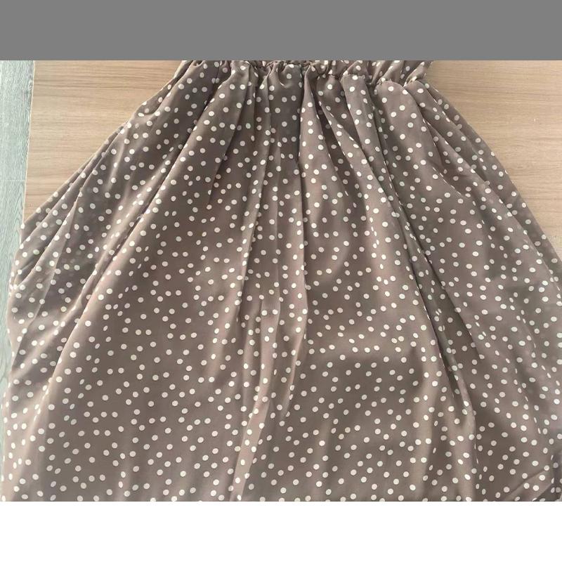 Sexysexy Durable Fashion Vintage Dot Printing Women Chiffon Dress Autumn Fashion Casual Dress Boho Beach Women A-line Dress