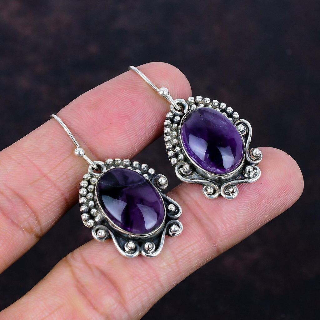 Star Amethyst Earrings Amazing Silver Jewelry Real Gemstone Handmade Earring 925 Sterling Silver Earring Latest Design Jewelry Gifts for Her