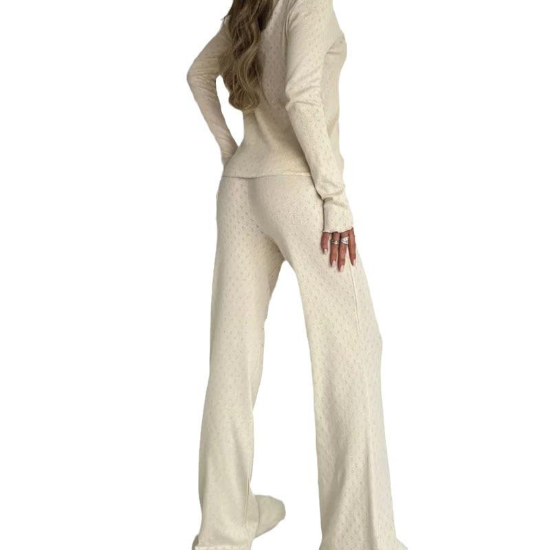 Fashion Women, Exquisite Cotton Spring and Autumn Pure Cotton Long-sleeved Trousers Home Two-piece Loungewear