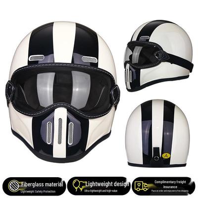 Retro Full Face Fiberglass Motorcycle Helmet - Unisex Pig Nose Design for Harley Cruisers