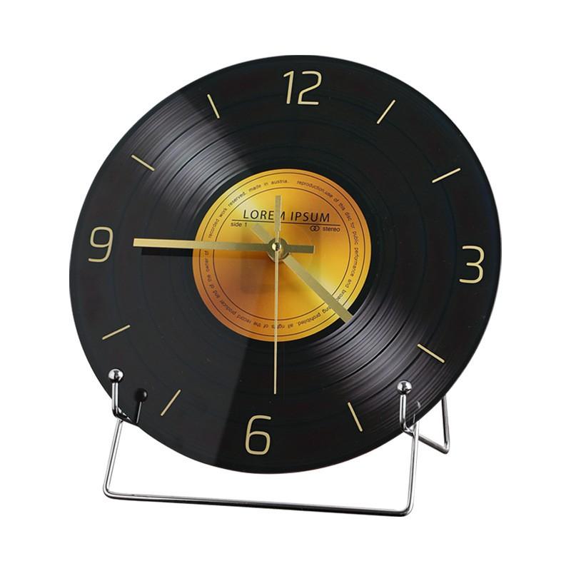 Retro Vinyl Record Wall Clock Decorative Desktop Living Room Home Office Vintage Style Modern Decor