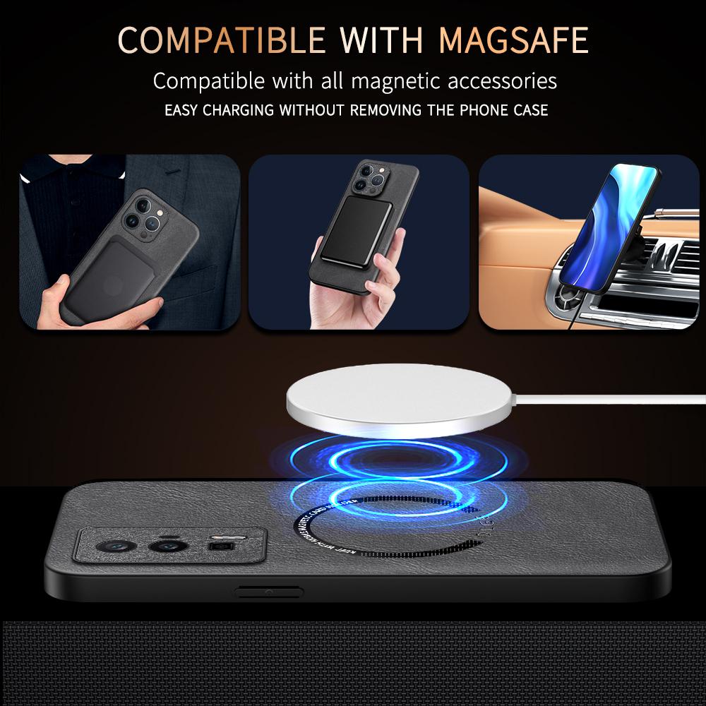 For Redmi K60 60 Pro Fine Hole PU Cow Pattern Leather Outer Magnetic Ring Soft Edge Anti-Drop Anti-Fingerprint Phone Case