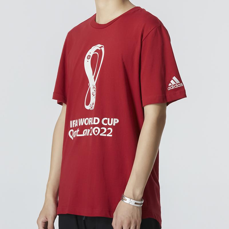 Adidas T Shirts Men's Burgundy Crew Neck Moderate Straight Fit HD6366